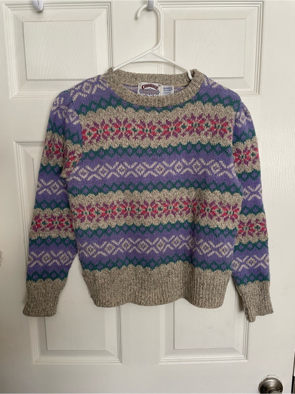 Cambridge Dry Goods Company Classic Wool Blend Fair Isle Crewneck Sweater